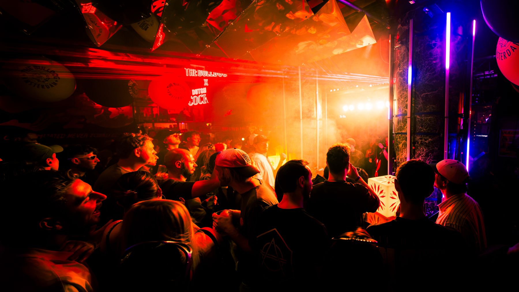 The dancefloor in red and orange light